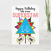 Carte Superstar 14th Birthday Blue Edit AGE (Devant)
