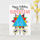 Carte Superstar 14th Birthday Blue Edit AGE (Fleur jaune)