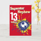Carte Superstar Nephew 13e anniversaire sport de footbal (Fleur jaune)