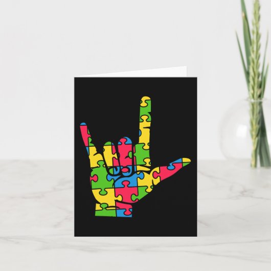 Carte Support Autism Love Sign Language (Devant)
