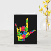 Carte Support Autism Love Sign Language (Fleur jaune)