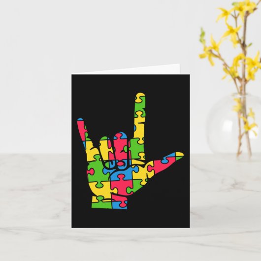 Carte Support Autism Love Sign Language (Fleur jaune)