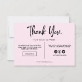 Carte Support en Merci noir et rose (Devant)