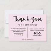 Carte Support en Merci noir et rose (Devant)