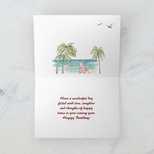 Carte Sur la plage pour votre anniversaire (Intérieur)