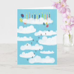 Carte Sur le nuage 9 mignons Ballons amusants Nouvel Ann