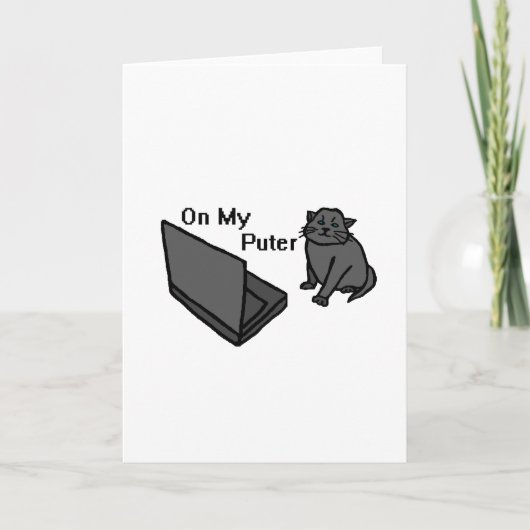 Carte Sur mon ordinateur drôle de chat mème (Devant)