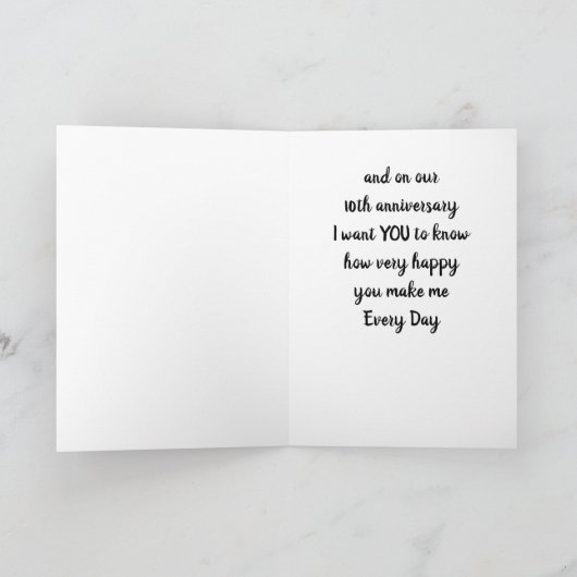 Carte SUR NOTRE **10e** MARIAGE ANNIVERSAIRE Card (Intérieur)