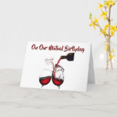 CARTE SUR NOTRE ***ANNIVERSAIRE MUTUEL*** VERSEZ CE VIN! (Fleur jaune)