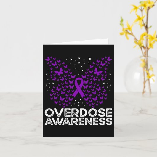 Carte Surdose Sensibilisation Papillon à ruban violet (Fleur jaune)