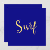Carte Surf Festif élégant Script Navy Blue Arrière - pla (Devant / Derrière)