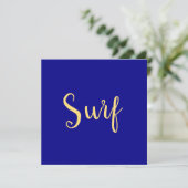 Carte Surf Festif élégant Script Navy Blue Arrière - pla (Debout devant)