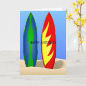 Carte Surfboards surf rétro Anniversaire (Fleur jaune)