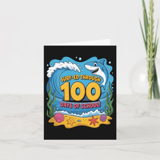 Carte Surfé à travers 100 jours d'école drôle de requin (Devant)