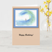 Carte Surfer avec Wave Watercolor 2 personnalisable (Fleur jaune)