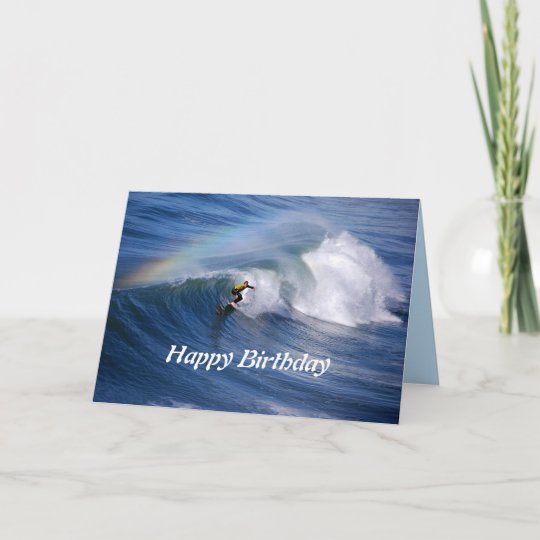 Carte Surfer De Joyeux Anniversaire Avec L Arc En Ciel Zazzle Be