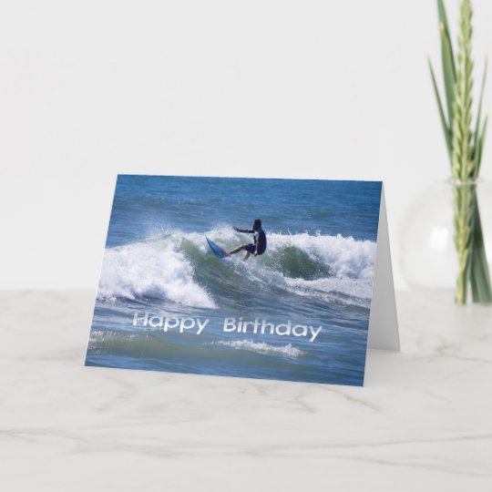 Carte Surfer De Joyeux Anniversaire Montant Une Vague Zazzle Be