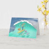 Carte Surfer de lapin de Pâques (Fleur jaune)