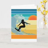 Carte Surfer Girl Sunset Vintage (Fleur jaune)