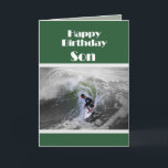 Carte Surfer Happy Birthday Son Card<br><div class="desc">C'est une réponse que j'ai donnée au Young Surfer rides the waves.</div>