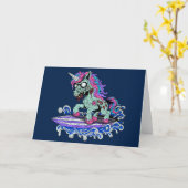 Carte Surfer Unicorn Zombie (Fleur jaune)