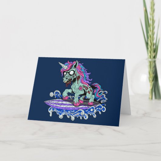 Carte Surfer Unicorn Zombie (Devant)
