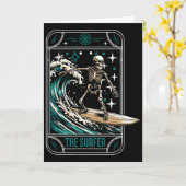 Carte Surfeur planche de surf - Vagues Squelette Tarot C (Fleur jaune)