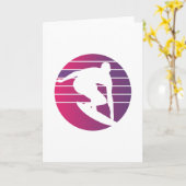 Carte Surfeur Rétro Surf au coucher du soleil (Fleur jaune)