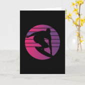 Carte Surfeur Surf Rétro Coucher de Soleil (Fleur jaune)