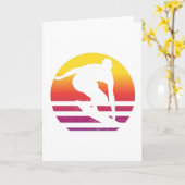 Carte Surfeur Surf Rétro Coucher de Soleil (Fleur jaune)
