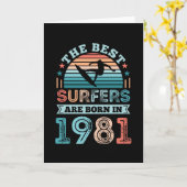 Carte Surfeurs nés 1981 40e anniversaire surfing Cadeau (Fleur jaune)