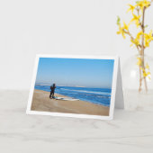 Carte Surfeurs sur la plage de Malvarossa à Valence, Esp (Fleur jaune)