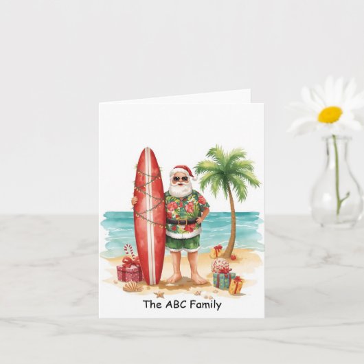 Carte Surfing Christmas in July with SANTA CLAUS (Petite plante)