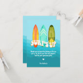 Carte Surfs Up Surboard Anniversaire Merci (Devant/Arrière en situation)