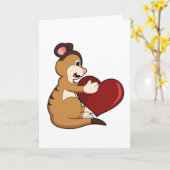 Carte Suricate avec cœur (Fleur jaune)