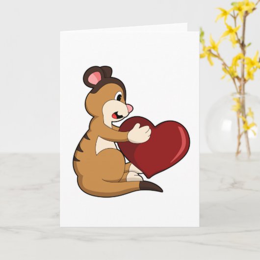 Carte Suricate avec cœur (Fleur jaune)