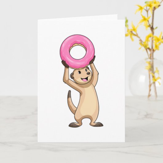 Carte Suricate avec Donut (Fleur jaune)
