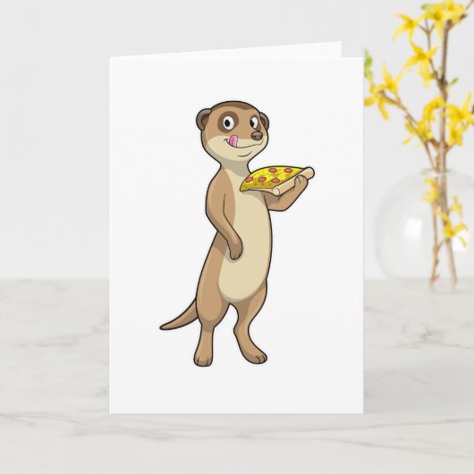 Carte Suricate avec Pizza (Fleur jaune)