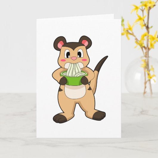 Carte Suricate avec Ramen (Fleur jaune)