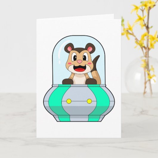 Carte Suricate avec sous-marin (Fleur jaune)