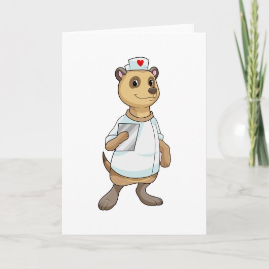 Carte Suricate en infirmière avec cœur (Devant)