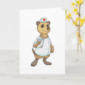 Carte Suricate en infirmière avec cœur (Fleur jaune)