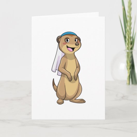 Carte Suricate en mariée avec voile (Devant)