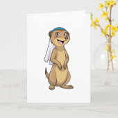 Carte Suricate en mariée avec voile (Fleur jaune)