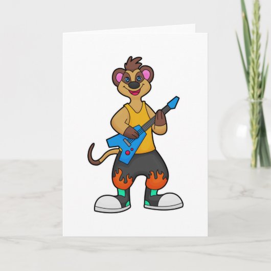 Carte Suricate en musicien avec guitare (Devant)