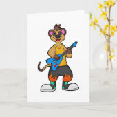 Carte Suricate en musicien avec guitare (Fleur jaune)