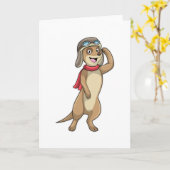 Carte Suricate en pilote avec chapeau de pilote (Fleur jaune)