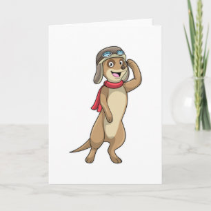 Carte Suricate en pilote avec chapeau de pilote