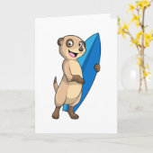 Carte Suricate en surfeur avec planche de surf (Fleur jaune)