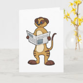 Carte Suricate en train de lire un journal (Fleur jaune)
